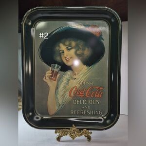 Vintage Coke Advertisement 1970s Coca Cola Tin Tray w/ 1912 Hamilton King Girl